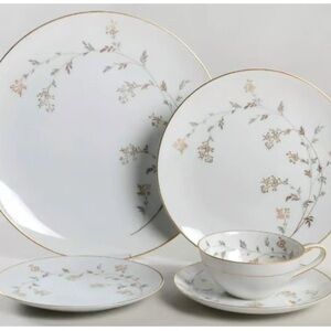 Noritake Andrea 5 Piece Place Setting 5524 Cup Saucer Dinner Salad Bread Plates